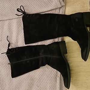 Born Black Suede Mid-Calf Heeled Boots